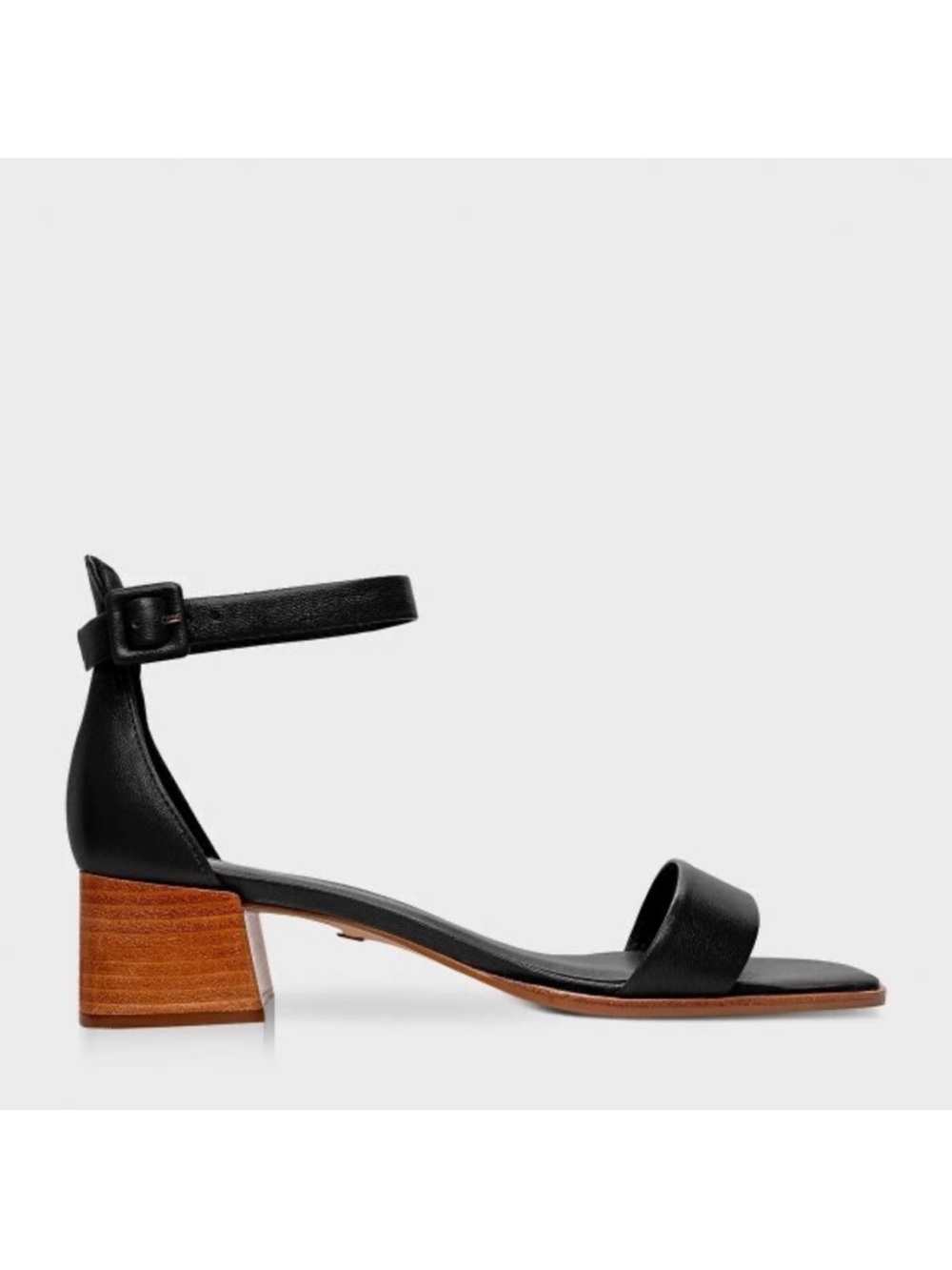 NEW Carrano Classic Low Block Heel Sandal in Black Leather Size 7 Ankle Strap